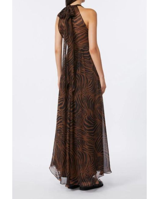 Max Mara Brown Printed Silk Chiffon Dress