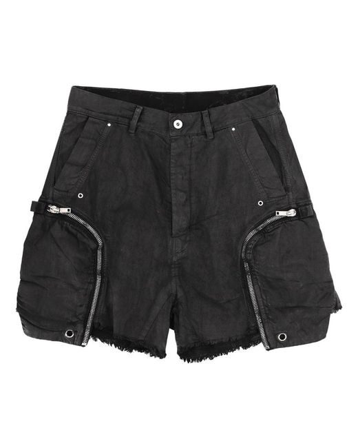 Rick Owens Black Solid Shorts for men