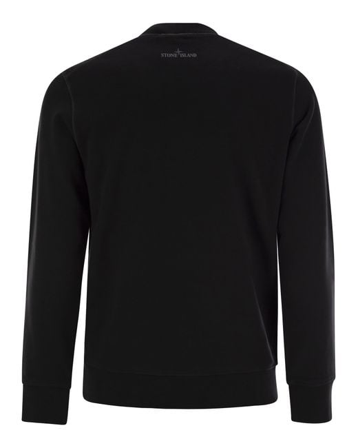 Stone Island Black Crew Neck Sweatshirt With Optical Three for men