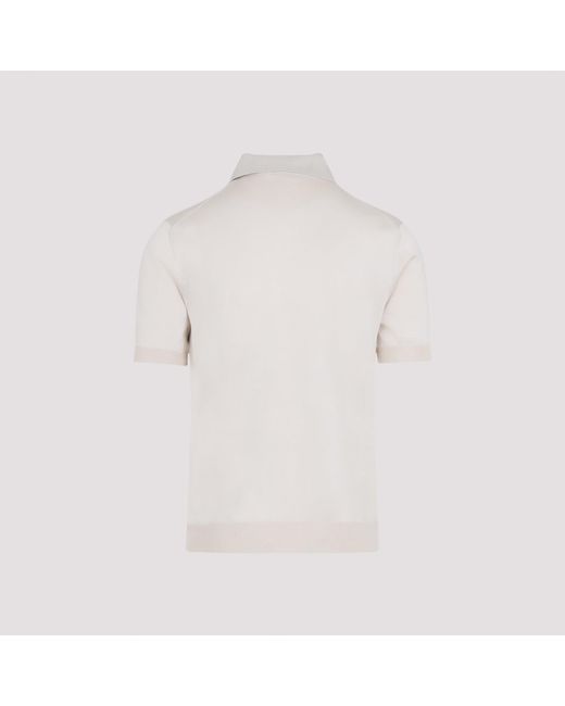 Prada White Sand Silk Polo Shirt