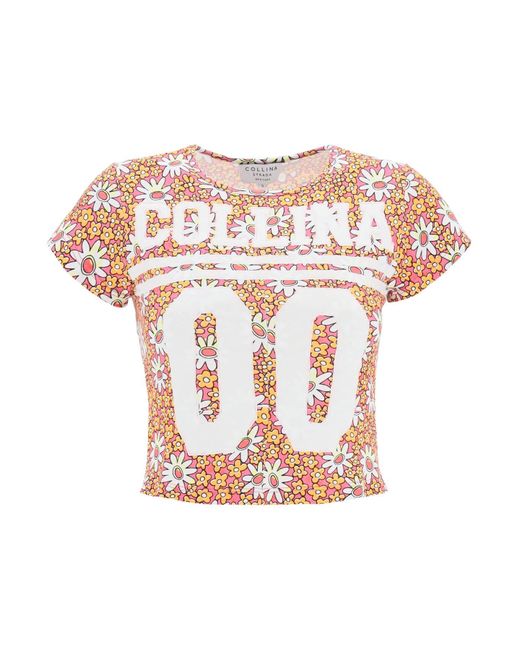 Collina Strada Pink 'Hi Liter' Kruppiertes T -Shirt