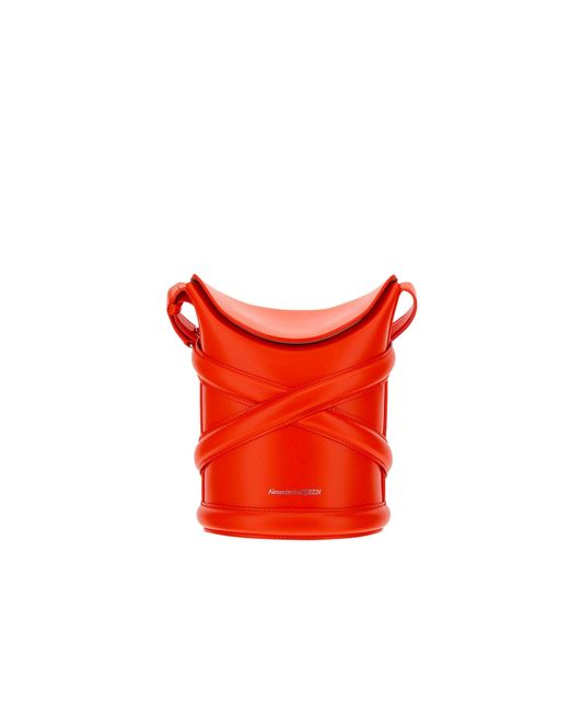 Alexander McQueen Red The Curve Bucket Bag