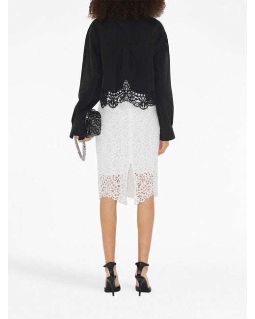 Burberry White Lace Midi Skirt