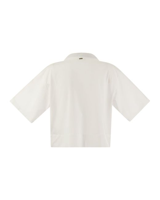 Herno White Superfine Cotton Stretch T -Shirt mit Schal