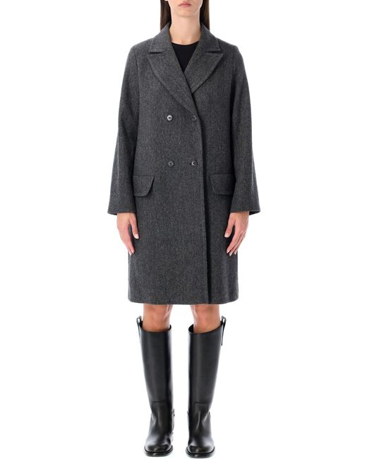 A.P.C. Black Ginny Wool Double-Breasted Coat