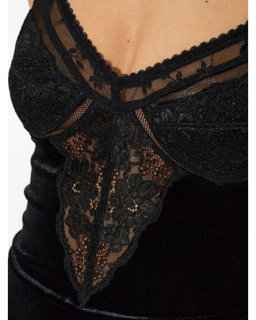 Self-Portrait Black Velvet Strappy Midi Dress