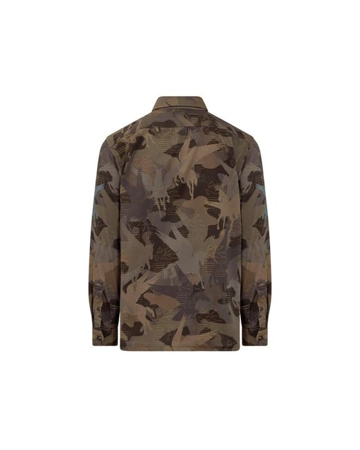 Chemise en coton de camouflage Etro pour homme en coloris Brown