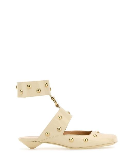 Chloé Natural Ivory Leather Jade Sabot