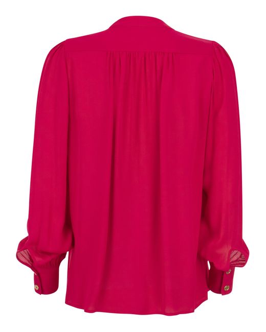 Elisabetta Franchi Pink Georgette Shirt With Stand-Up Collar