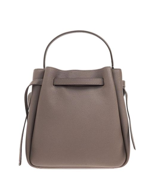 Tory Burch Gray Romy Leder Eimerbeutel