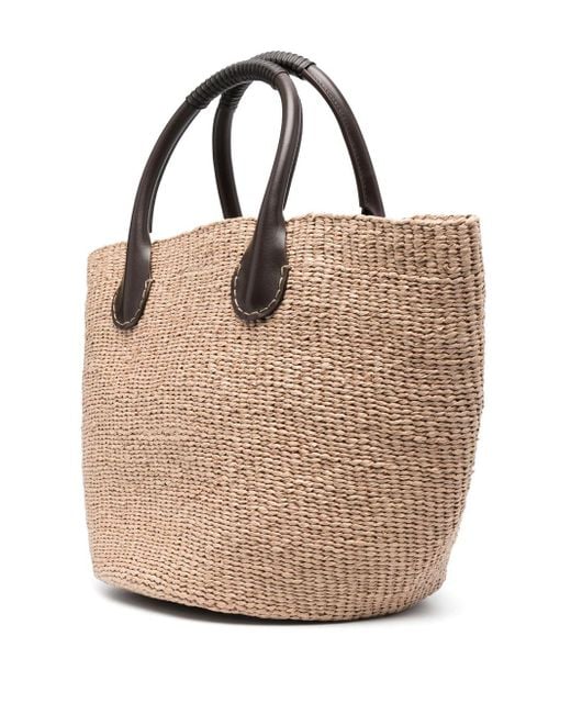 【送料&関税込】Raffia Large Palma ChloAC X Eres Shopping Ba CHLOE X ERES Palma Raffia Shopping Bag in Black | Lyst