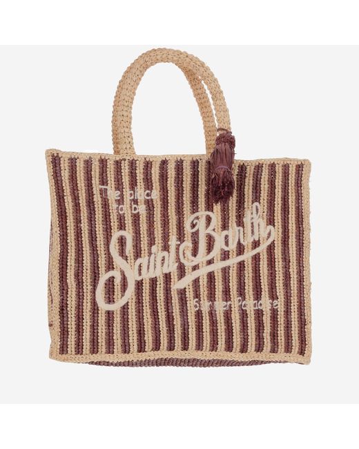 Mc2 Saint Barth Brown Colette Handtasche aus gestreiftem Raft