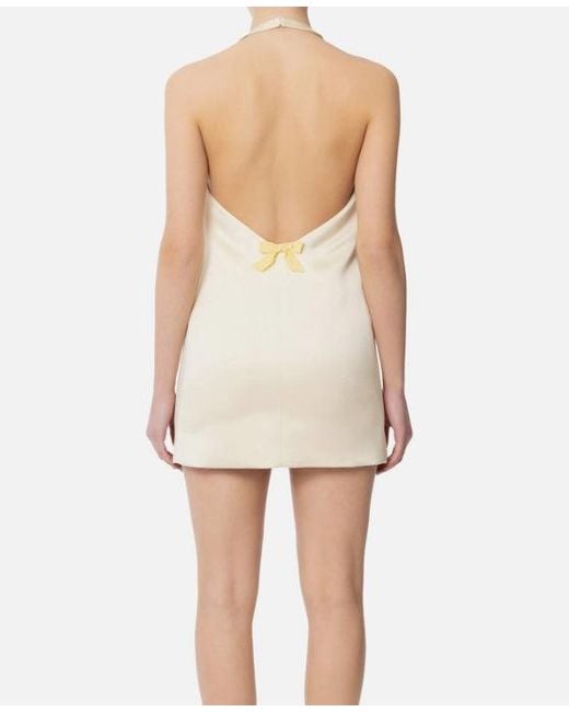 Elisabetta Franchi Jurk Met Satijnen Bogen in het Natural