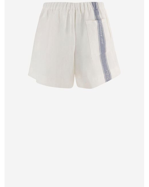 J.W. Anderson White Linen Cropped Trousers With Elasticated Waistband