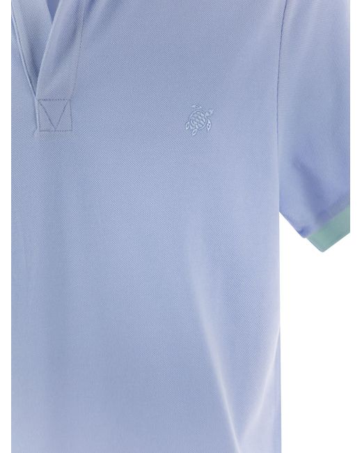 Polo en coton à manches courtes Vilebrequin en coloris Blue