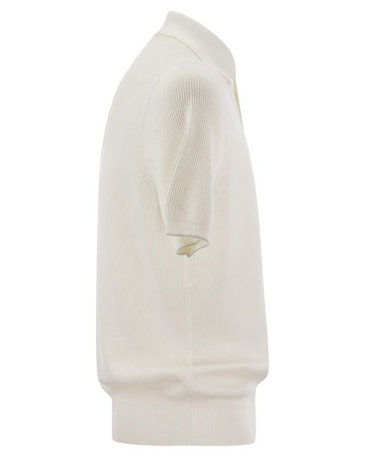 Brunello Cucinelli Gerippte Polo -Polo -Jersey in White für Herren