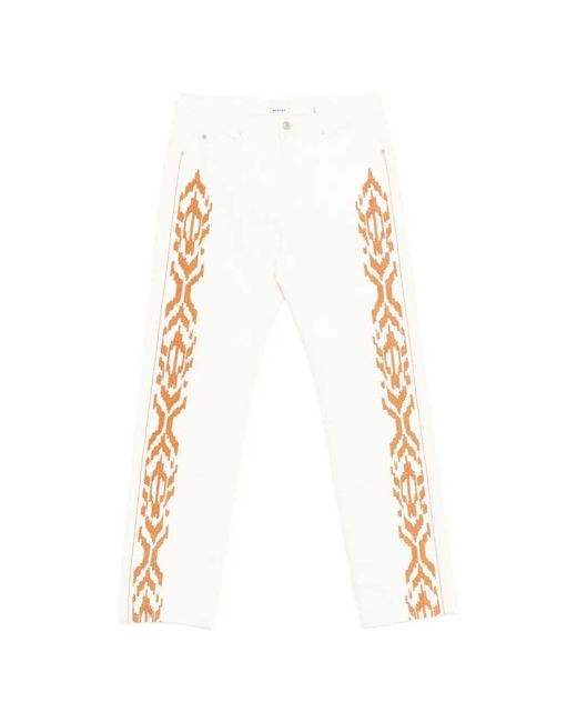 Isabel Marant White Lewys Jeans With Embroidery