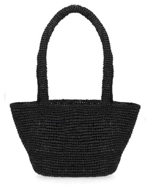 Manebí Black Raffia Shoulder Bag