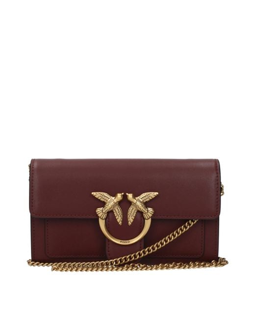 Pinko Purple Pochette Leather/Burgundy