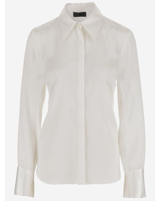 F.it White Stretch Silk Shirt