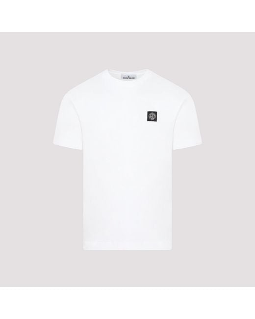 Stone Island White Cotton T Shirt