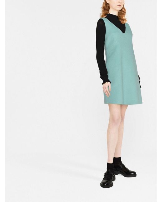 P.A.R.O.S.H. Blue Stud-Detail Wool Mini Dress