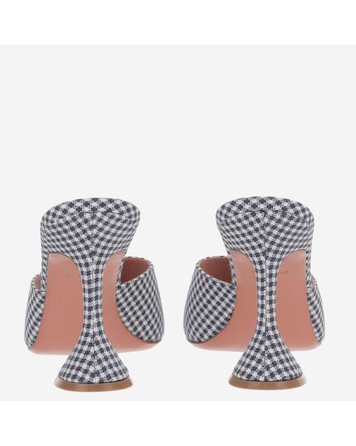 AMINA MUADDI White Gingham Fabric And Leather Open-Toe Sandals With Chunky Heel
