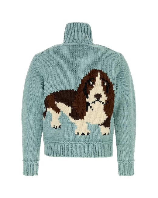 Junya Watanabe Light-blue Cotton Blend Cardigan