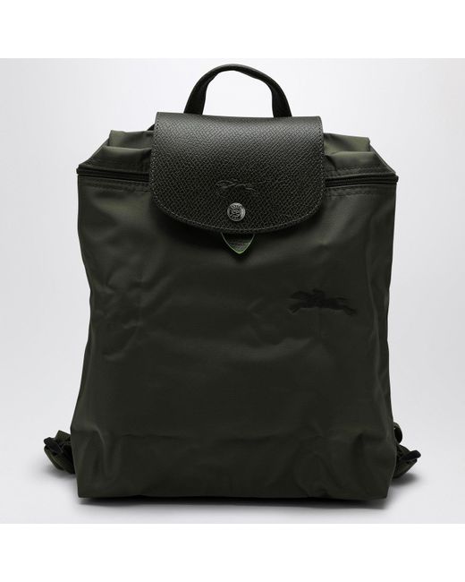 Longchamp Black Le Pliage Forest-Coloured Backpack M