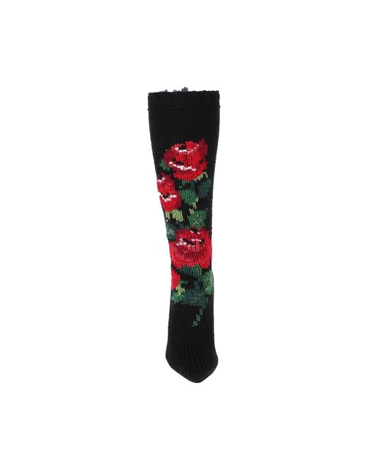 Stivali di fiori in lana di Dolce & Gabbana in Black