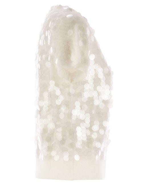 Max Mara Natural Saio Wool Sweater With Sequins