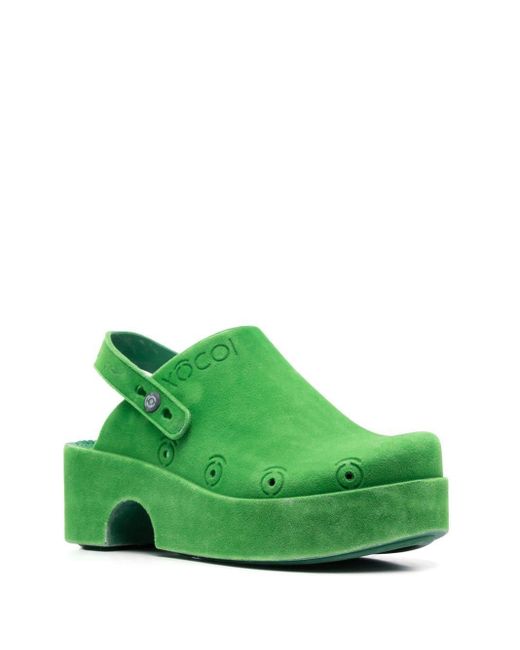 XOCOI Green Slingback Platform Mules