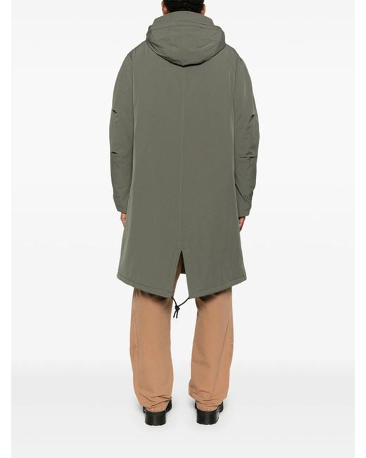 A.P.C. Green Flap-Pocket Hooded Coat for men