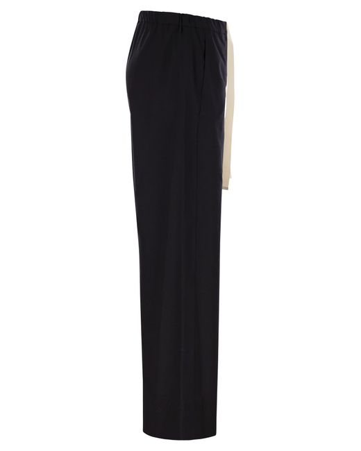 Max Mara Black Argento Poplin Drawstring Trousers