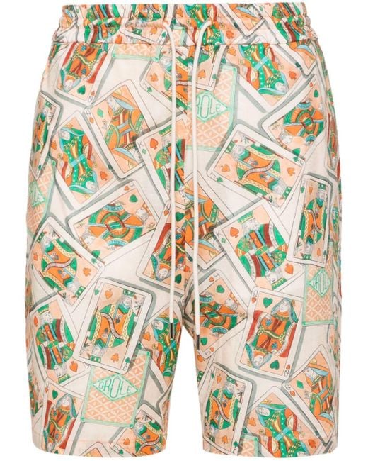 Drole de Monsieur Natural Jeu De Cartes Linen Blend Shorts for men