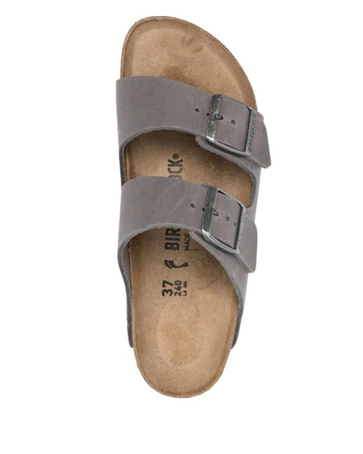 Birkenstock White Arizona Eisen, geöltes Leder