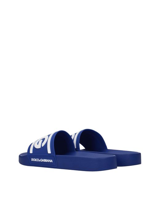 Dolce & Gabbana Blue Dolce&Gabbana Ciabatte E Zoccoli Uomo Gomma Blu/Bianco for men