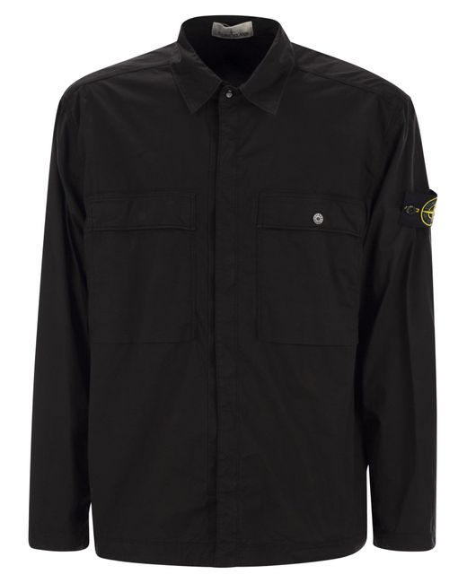 Toile en coton de l'île Overshirt Stone Island pour homme en coloris Black