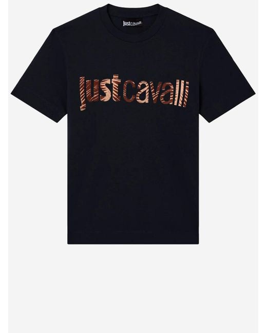 Just Cavalli Blue Cotton T-Shirt for men