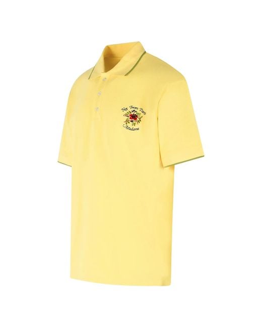 Drole de Monsieur Yellow Polo Piqué Slogan Rose