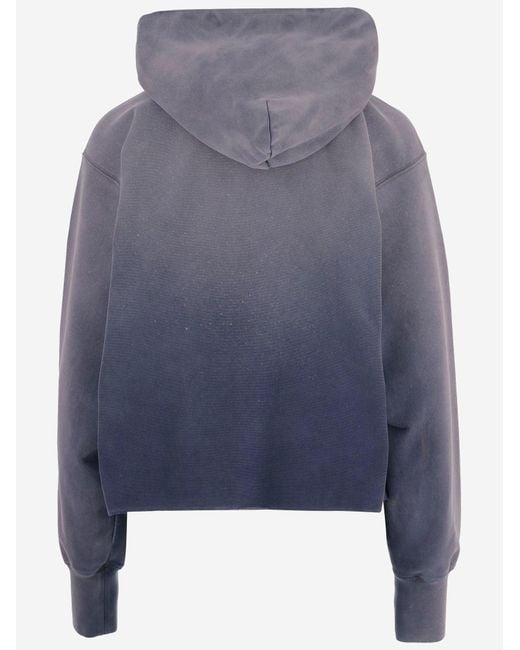 Maison Margiela Blue Light Logo Hooded Cotton Sweatshirt