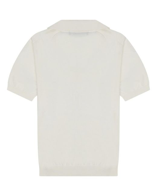Drumohr White Buttonless Cotton Polo Shirt for men