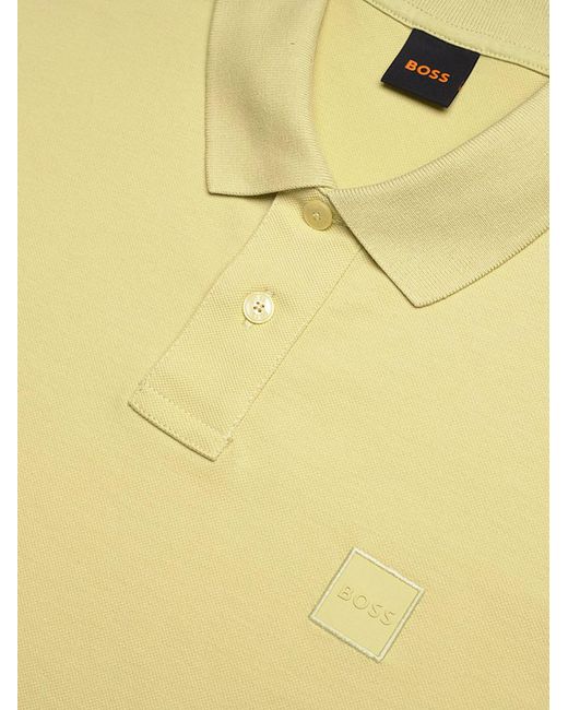 Boss Yellow Stretch Cotton Polo Shirt for men