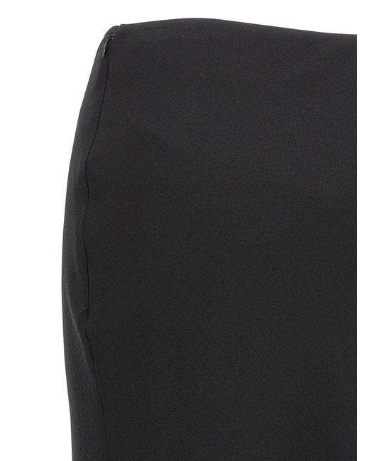 Alessandra Rich Black Fluid Silk Crepe Maxi Skirt With Lined Elega