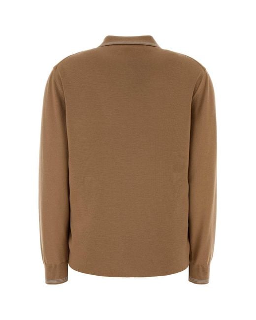 Miu Miu Brown Camel Wool And Suede Cardigan