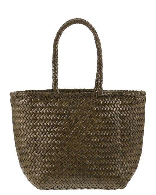Dragon Brown Grace Basket Small Woven Leather Bag