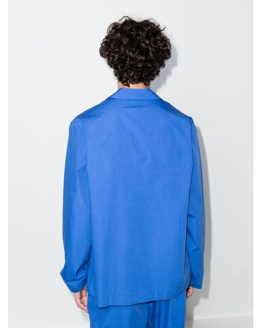 Tekla Blue Unisex Nachtwäsche (Poplin) Langarmhemden