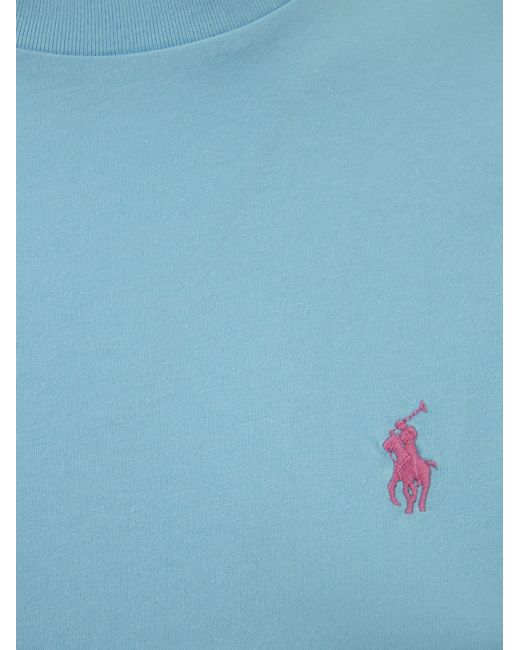 CreWneck Cotton Thirt di Polo Ralph Lauren in Blue