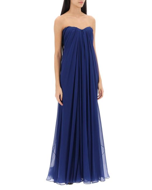 Alexander McQueen Silk Chiffon Bustier -jurk in het Blue