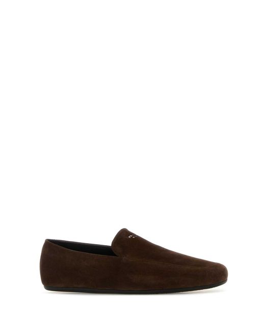 Prada Brown Suede Loafers for men